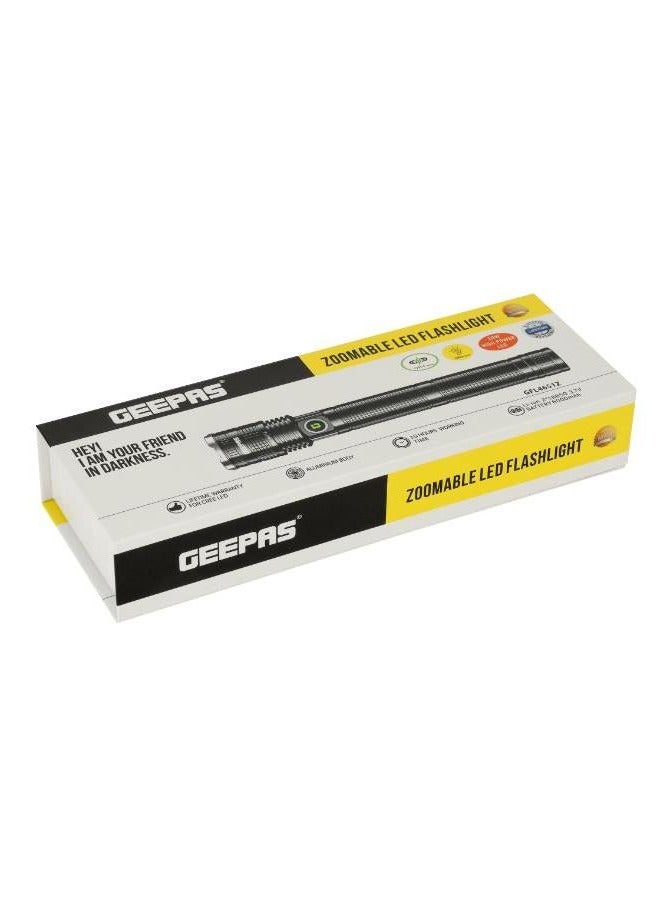 GEEPAS Zoomable LED Flashlight, 20W Laser High-Power LEDs, Perfect for Indoor and Outdoor Use, 10 Hours Continuous Working/ with Aluminum Alloy Housing, Type C Charging - Image 1