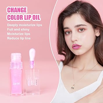 LOPHE 3 Pcs Lip Gloss Set Magic Colorchanging Lip Oil Hydrating Plumping Lip gloss Colour Changing Glitter Lip Tint Long Lasting Moisturizing NonstickyFruit Flavoured Lip Oils High Shine 7ml - Image 4