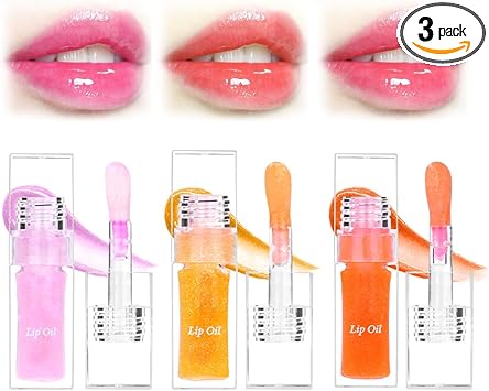 LOPHE 3 Pcs Lip Gloss Set Magic Colorchanging Lip Oil Hydrating Plumping Lip gloss Colour Changing Glitter Lip Tint Long Lasting Moisturizing NonstickyFruit Flavoured Lip Oils High Shine 7ml - Image 1