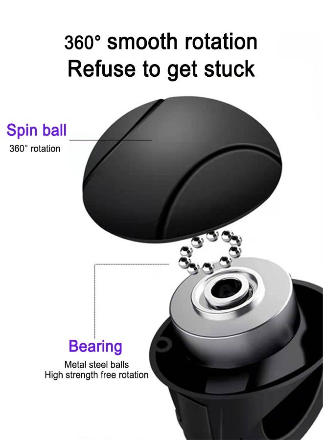 Steering Wheel Knob Soft Silicone and Metal Bearings Car Power Handle 360 ° Noiseless Rotation Steering Wheel Spinner Durable and Breathable Comfort for Car/Tractor/Trucks/Boat (Black) - Image 2