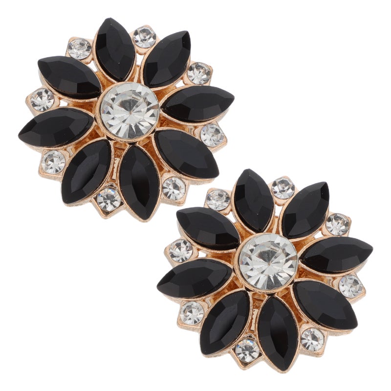 2pcs Rhinestone Flower Button Covers: Detachable Buttons For Shirts - Formal Wear Accessories For Weddings And Parties - Image 1