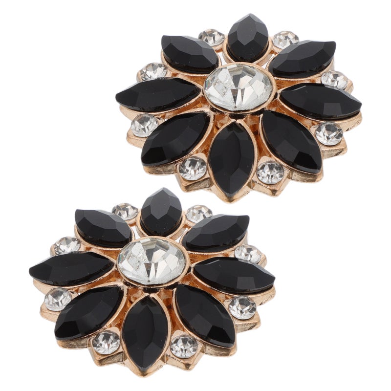 2pcs Rhinestone Flower Button Covers: Detachable Buttons For Shirts - Formal Wear Accessories For Weddings And Parties - Image 3