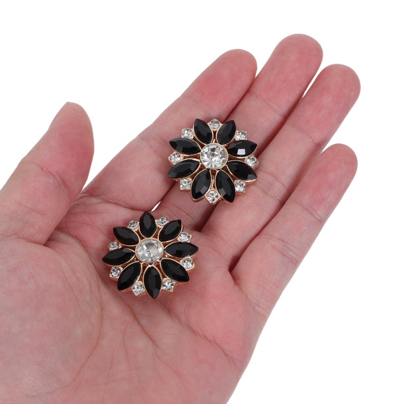 2pcs Rhinestone Flower Button Covers: Detachable Buttons For Shirts - Formal Wear Accessories For Weddings And Parties - Image 2