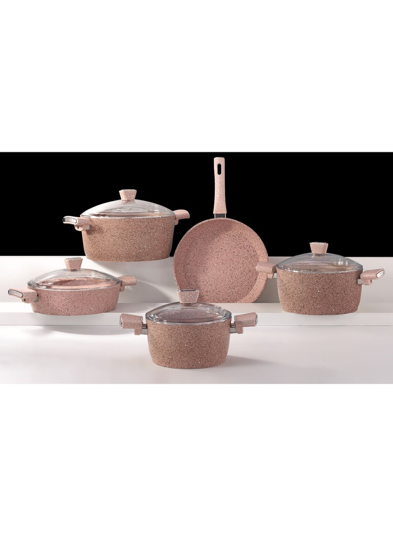AVCI Home Maker Primera Luxury Granitec 9 Piece Non-Stick Cookware Set With Glass Lids, Induction Bottom - Image 2