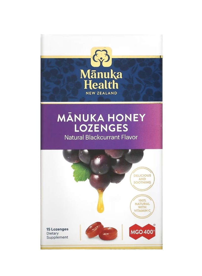 Manuka health Manuka Honey Lozenges Natural Blackcurrant MGO 400+ 15 Lozenges - Image 1