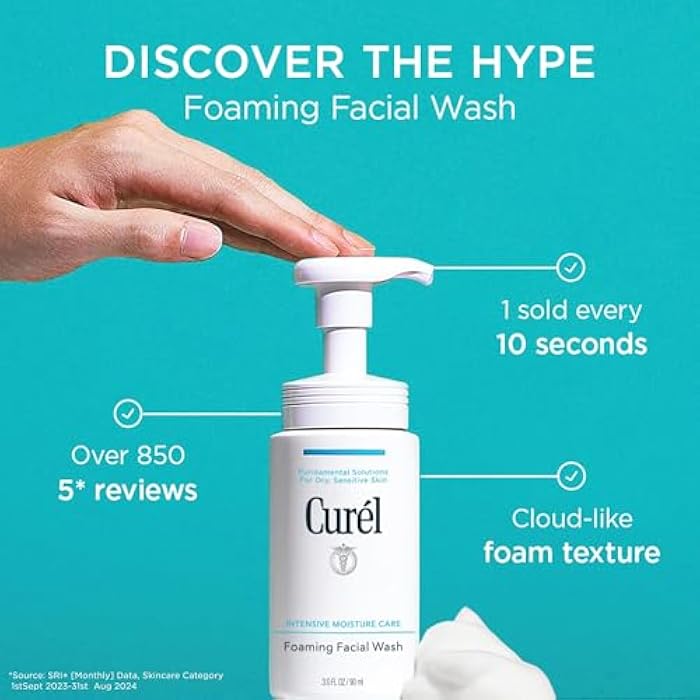 Curel Japanese Skin Care Foaming Facial Wash, Face Wash for Dry, Sensitive Skin, Cleanses and Protects Natural Ceramides, pH Balanced, Fragrance & Alcohol Free Facial Cleanser, Step 2 of 2, 5 Fl Oz - Image 2