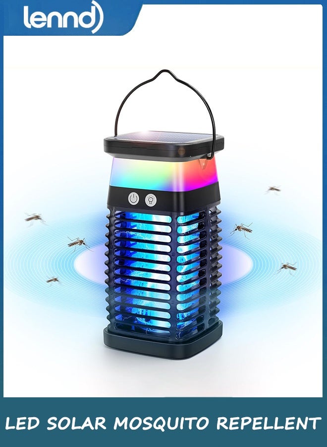 LENND Solar Bug Zapper Outdoor Waterproof，Mosquito Repellent Outdoor Patio, Fly Trap Indoor, 4000mAh Mosquito Killer with LED Colorful Light and Cleaning Brush for Home Kitchen Garden Camping Essentials - Image 1
