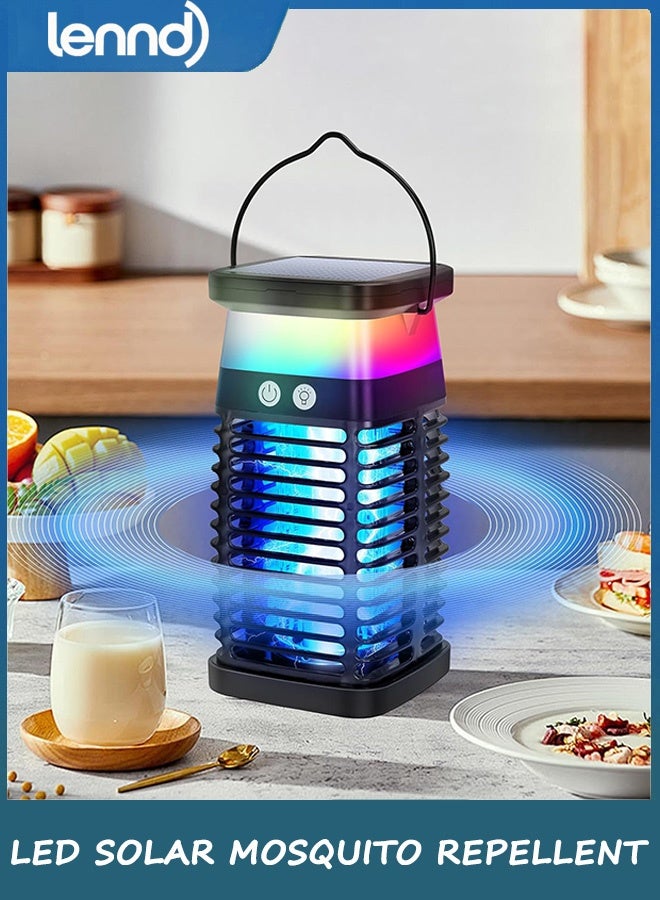 LENND Solar Bug Zapper Outdoor Waterproof，Mosquito Repellent Outdoor Patio, Fly Trap Indoor, 4000mAh Mosquito Killer with LED Colorful Light and Cleaning Brush for Home Kitchen Garden Camping Essentials - Image 2