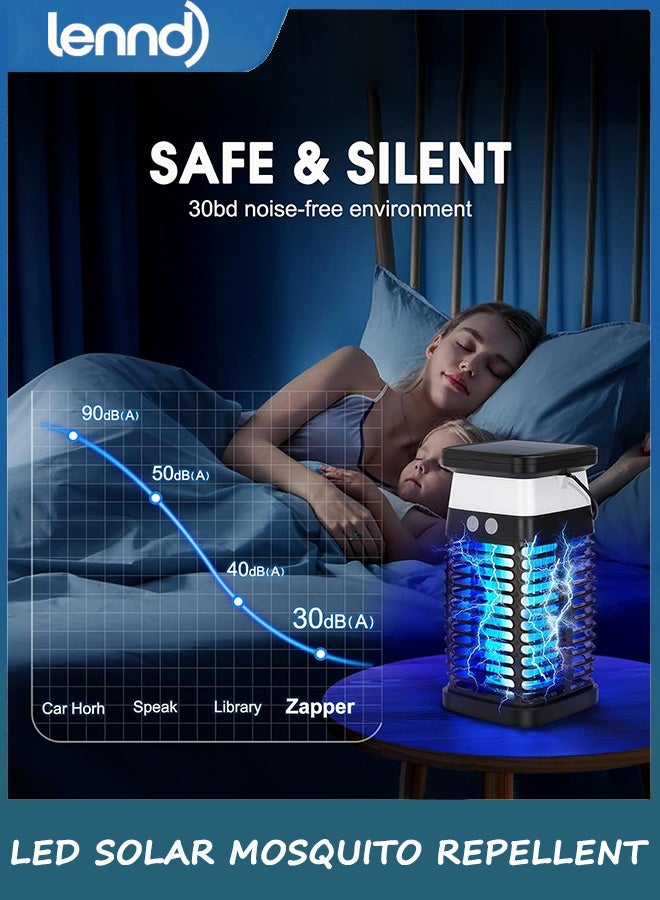 LENND Solar Bug Zapper Outdoor Waterproof，Mosquito Repellent Outdoor Patio, Fly Trap Indoor, 4000mAh Mosquito Killer with LED Colorful Light and Cleaning Brush for Home Kitchen Garden Camping Essentials - Image 3