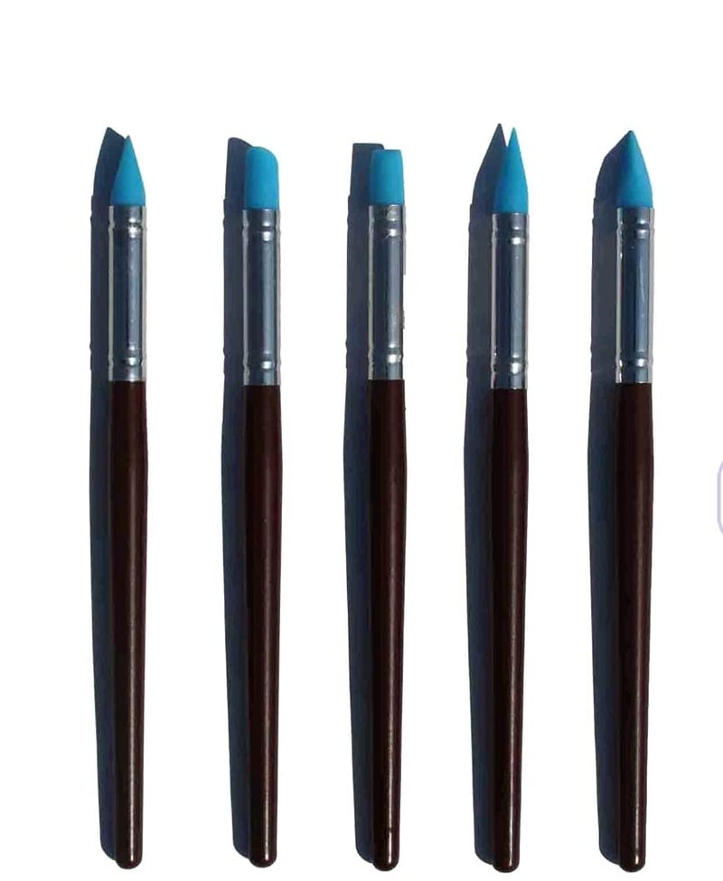 E Shopping 5pcs Rubber Tip Paint Brushes Clay Tools for Sculpture Pottery Color Shaping Blending Drawing Modeling Remove Fingerprints - Image 1