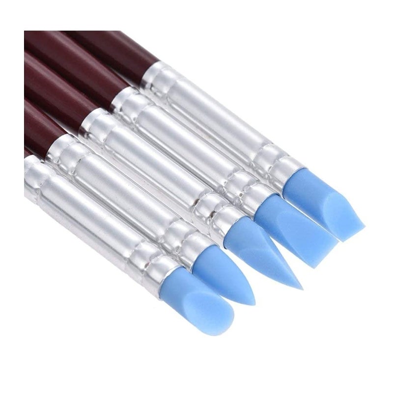 E Shopping 5pcs Rubber Tip Paint Brushes Clay Tools for Sculpture Pottery Color Shaping Blending Drawing Modeling Remove Fingerprints - Image 5