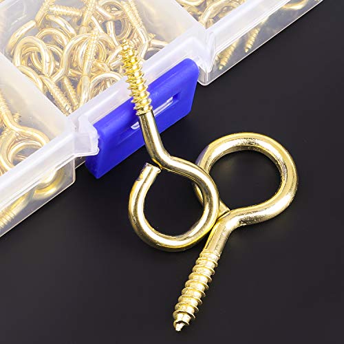 DYWISHKEY 240PCS 12 Sizes Brass Plated Steel Eye Bolts Screw Eyes Assortment Kit - Image 3