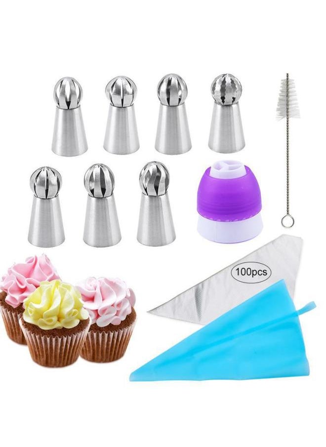 Generic 3-piece Torch-shaped Piping Nozzles Set One-piece Molded Cake Decorating Tools Spherical Piping Nozzles Baking Supplies-Specifications:110 Piece Set Of Spherical Torch Mouth  - Image 1