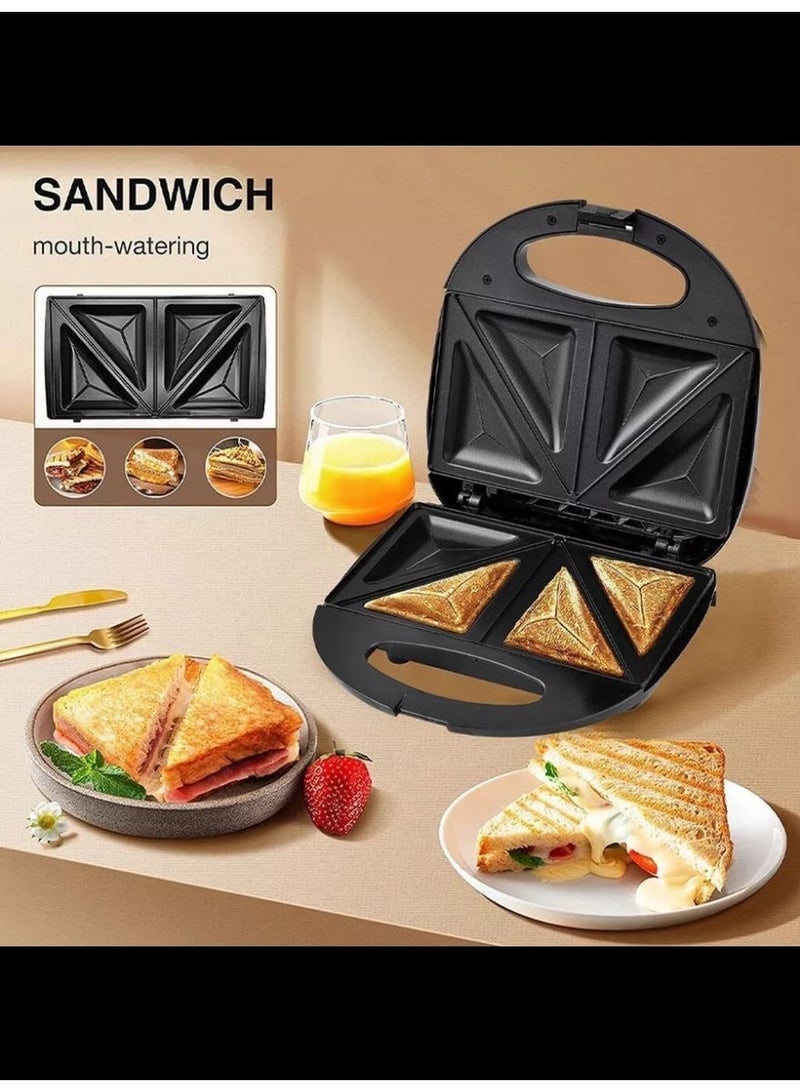 Denx DX1733 Electric Sandwich Maker 2-Slice , Non-Stick Triangular Plates , Fast Dual-Sided Heating , Overheat Protection , 750W , Compact Kitchen Appliance - Image 3