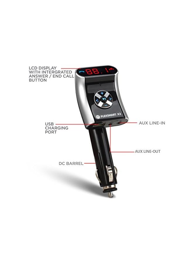 GoGroove - FlexSMART X3 Mini Bluetooth FM Transmitter for Car Radio – USB Charging, Hands Free Calling and Driving, Music Controls, Aux Line in/Out, MP3 and Audio Playback, Compatible with Smartphones - Image 1