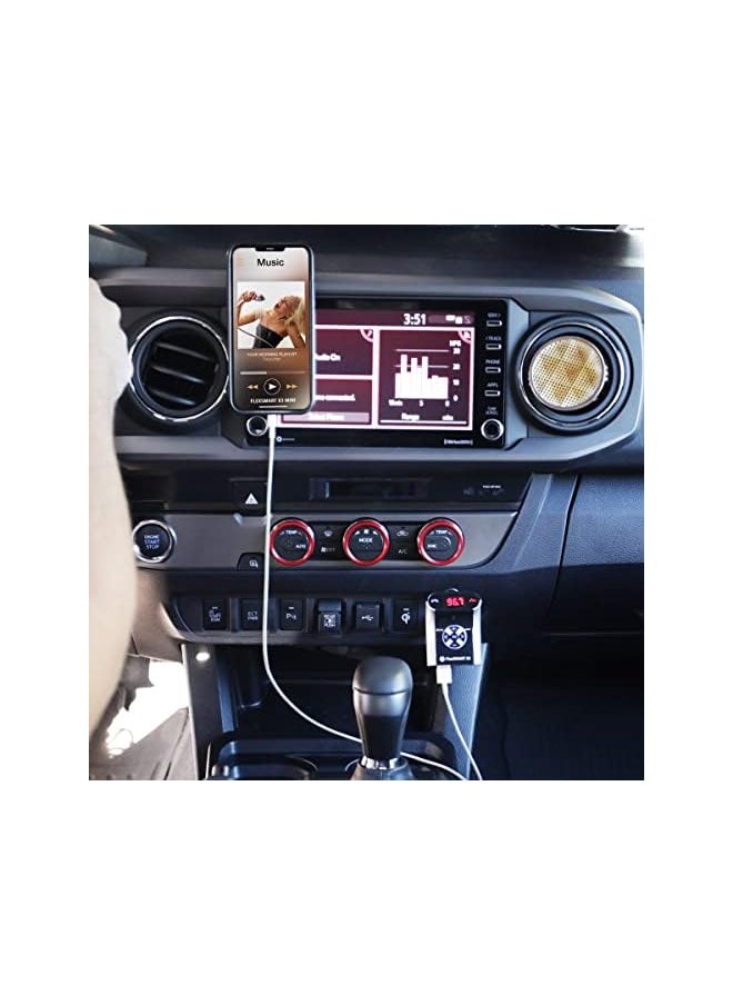 GoGroove - FlexSMART X3 Mini Bluetooth FM Transmitter for Car Radio – USB Charging, Hands Free Calling and Driving, Music Controls, Aux Line in/Out, MP3 and Audio Playback, Compatible with Smartphones - Image 1