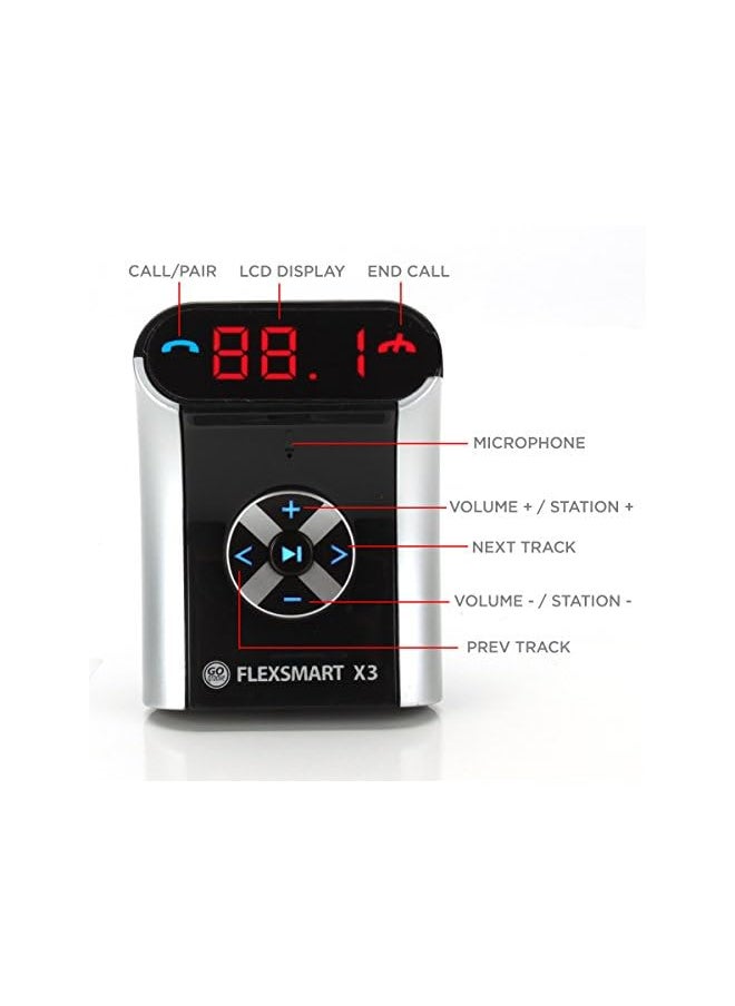 GoGroove - FlexSMART X3 Mini Bluetooth FM Transmitter for Car Radio – USB Charging, Hands Free Calling and Driving, Music Controls, Aux Line in/Out, MP3 and Audio Playback, Compatible with Smartphones - Image 1