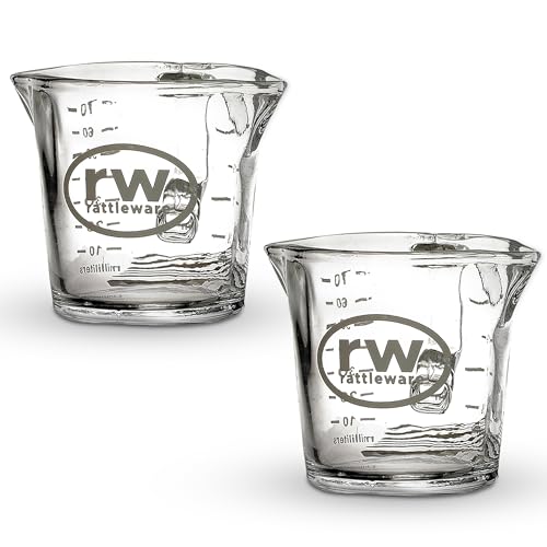 Rattleware Espresso Shot Glass Pitcher – Double Spouted Genuine Barista Measuring Cup with Graduations in Ml & Oz – High-Volume, Commercial-Grade for Swift Espresso Pouring & Precision (3 Oz, 2-Pc) - Image 1