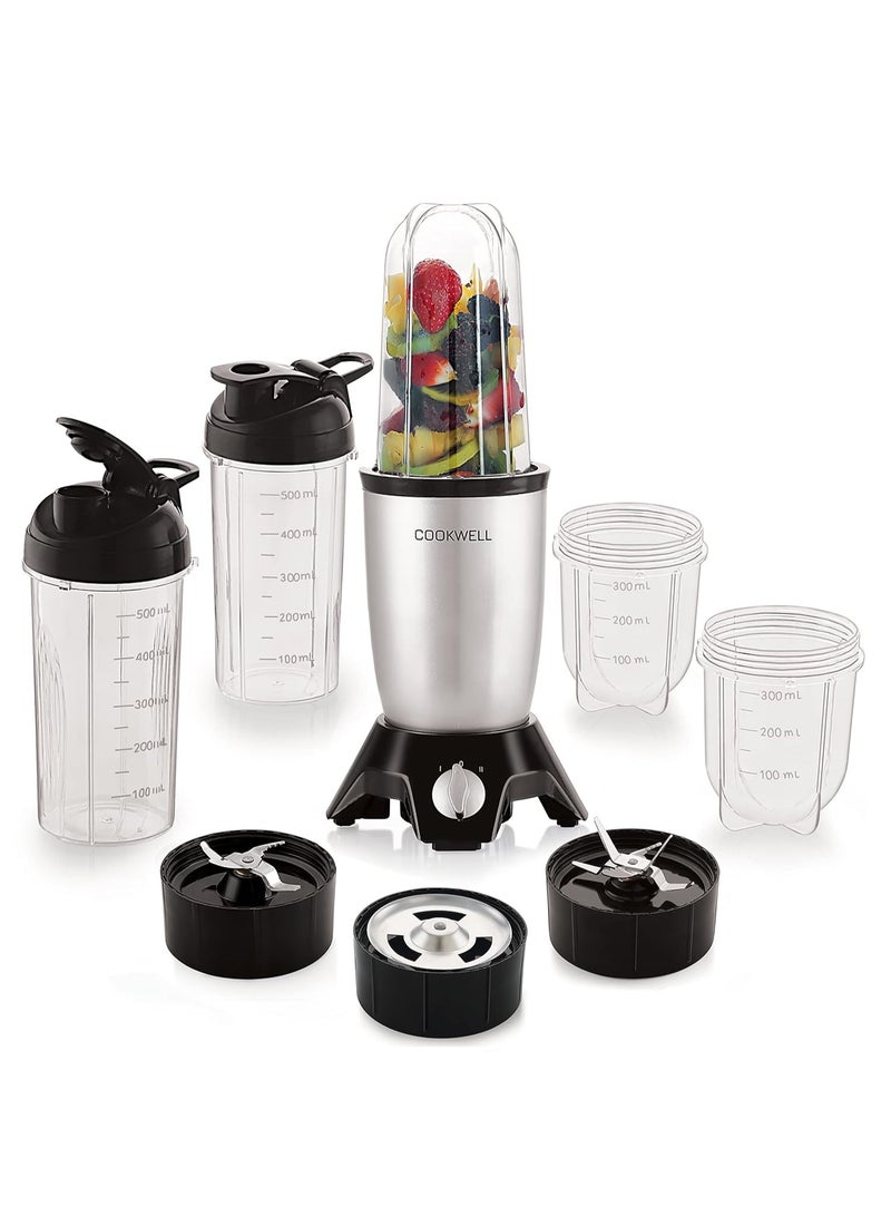 Cookwell Bullet Mixer Grinder (5 Jars, 3 Blades, Silver) - Copper, 600 Watts - 2 Year Warranty - Image 1
