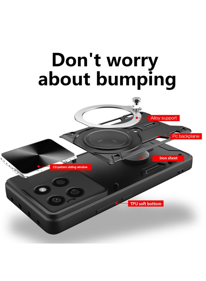 اس-توب جراب هاتف Honor X8b CD Texture Camshield منزلق بحامل مغناطيسي - Image 3