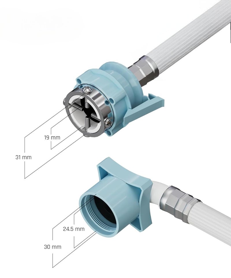 Prayag Fully Automatic Washing Machine Inlet Pipe 1.5M | Heavy Duty and Leak Proof Water Hose | High Pressure Connector Tube with Fittings (White) (360) - Image 3