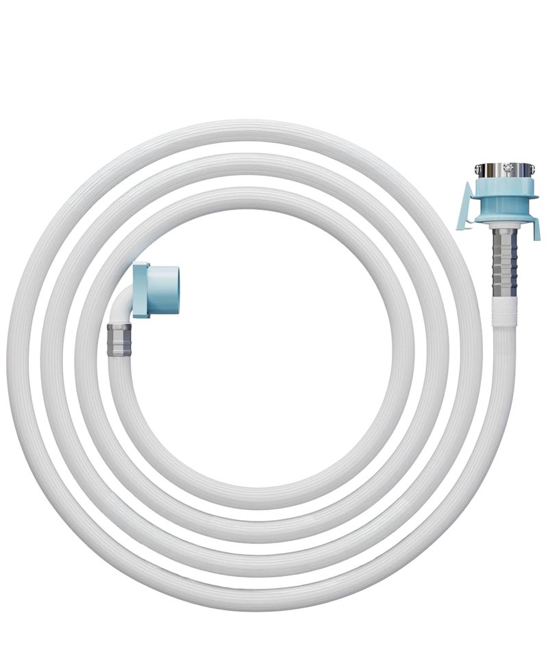 Prayag Fully Automatic Washing Machine Inlet Pipe 1.5M | Heavy Duty and Leak Proof Water Hose | High Pressure Connector Tube with Fittings (White) (360) - Image 1