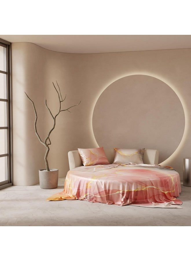 Stoa Paris Satin King Size Bedsheet with 2 Pillow Covers, 300TC Bedding Set, Hypoallergenic, Quick Dry, Aesthetic Home Decor, Wedding Gift for Couples, Louvre - Blush,Grey, Peach - Image 3