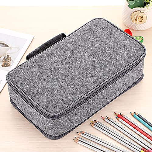 BTSKY Colored Pencil Case 360 Slots Pencil Bag Organizer High Capacity Holder with Double Zippers Multilayer for Crayola Colored Pencils Watercolor Pens & Gel Pens Grey - Image 3