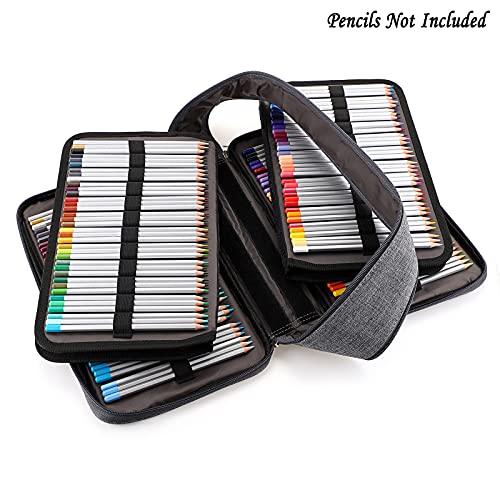BTSKY Colored Pencil Case 360 Slots Pencil Bag Organizer High Capacity Holder with Double Zippers Multilayer for Crayola Colored Pencils Watercolor Pens & Gel Pens Grey - Image 5