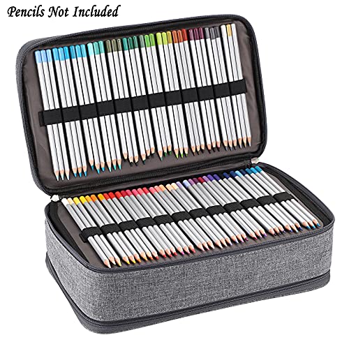 BTSKY Colored Pencil Case 360 Slots Pencil Bag Organizer High Capacity Holder with Double Zippers Multilayer for Crayola Colored Pencils Watercolor Pens & Gel Pens Grey - Image 4