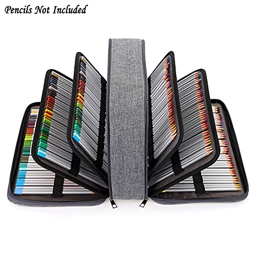 BTSKY Colored Pencil Case 360 Slots Pencil Bag Organizer High Capacity Holder with Double Zippers Multilayer for Crayola Colored Pencils Watercolor Pens & Gel Pens Grey - Image 2