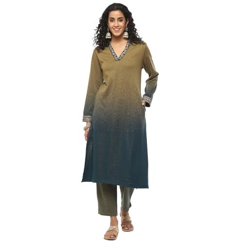 Biba WOMEN YARNDYED STRAIGHT MIX AND MATCH(WINTER W2226_TEAL GREEN_36) - Image 1