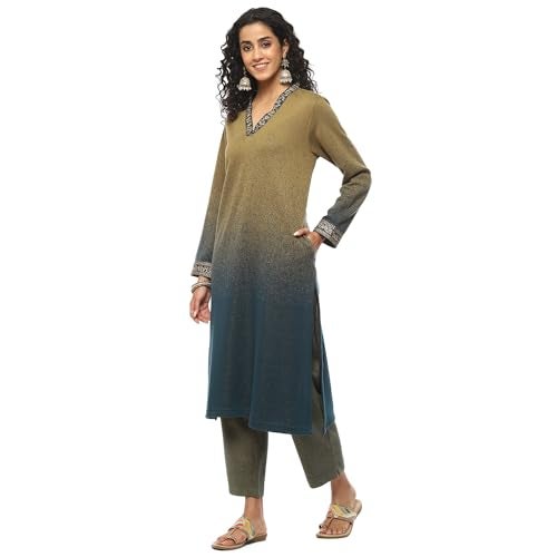 Biba WOMEN YARNDYED STRAIGHT MIX AND MATCH(WINTER W2226_TEAL GREEN_36) - Image 2