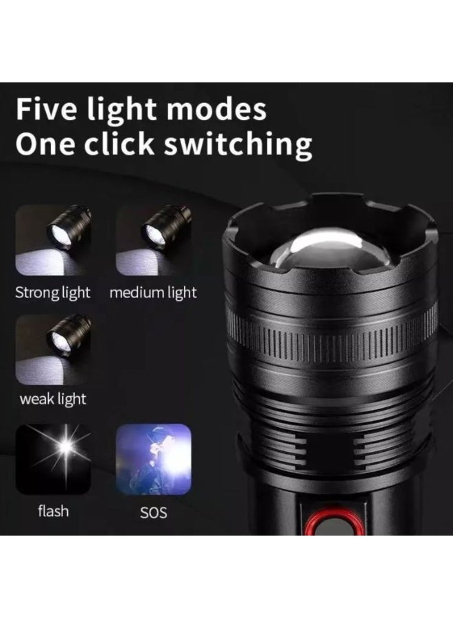 كوبا COBA CB-B53 مصباح يدوي LED طويل المدى 1000 متر قابل لإعادة الشحن - شعلة من سبائك الألومنيوم مع مؤشر البطارية - Image 3