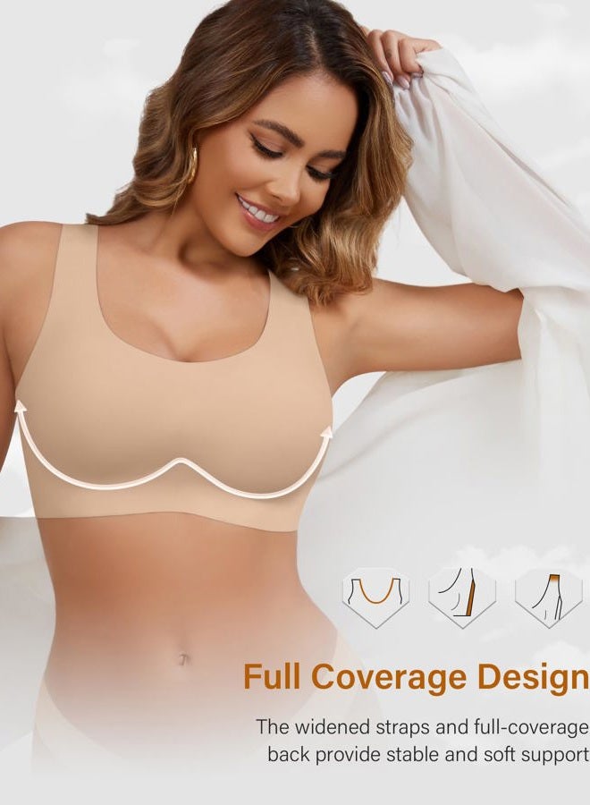 DEANGELMON سوتيان لاسلكي للنساء بدون سلك دعم Seamless تغطية كاملة ستيتشر سليب برا راحة لوج - Image 4