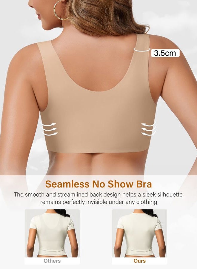 DEANGELMON سوتيان لاسلكي للنساء بدون سلك دعم Seamless تغطية كاملة ستيتشر سليب برا راحة لوج - Image 5