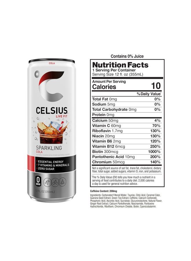 CELSIUS Sparkling Cola, Functional Essential Energy Drink 12 Fl Oz (Pack of 12) - Image 3