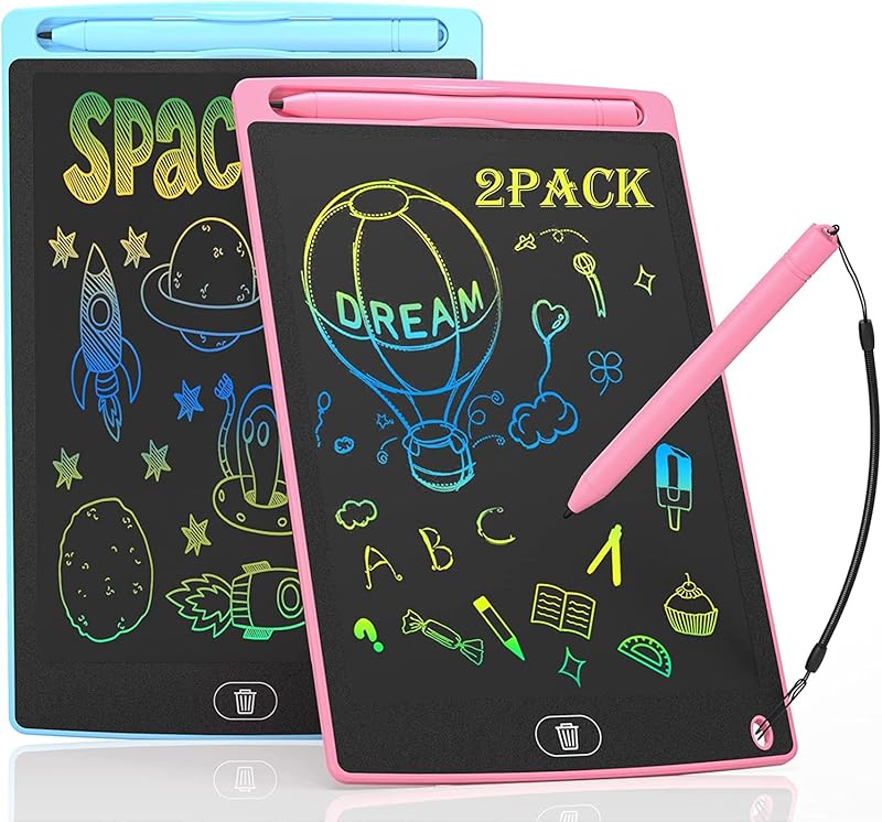 Generic 2 Pack LCD Writing Tablet, 10 Inch Colorful Electronic Drawing Writing Board, Drawing Doodle Pad for Kids 3 4 5 6 Years Old Adults Learning & Education Toys for Boys Girls (Blue+Pink)