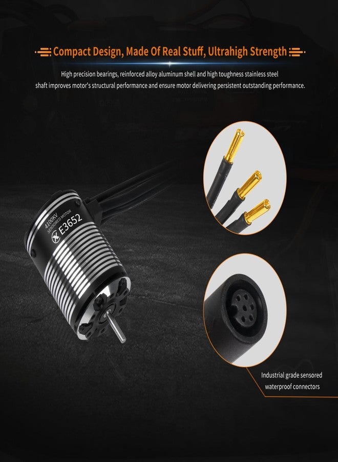 أكس سي محرك XC E3652 بدون فرشاة ومستشعر لسيارة RC، 2-3S Lipo، مقاوم للماء IP67، مناسب لـ: 1/10 على الطريق، الطرق الوعرة، مسار قصير (حمولة خفيفة) (3300 كيلو فولت) - Image 5