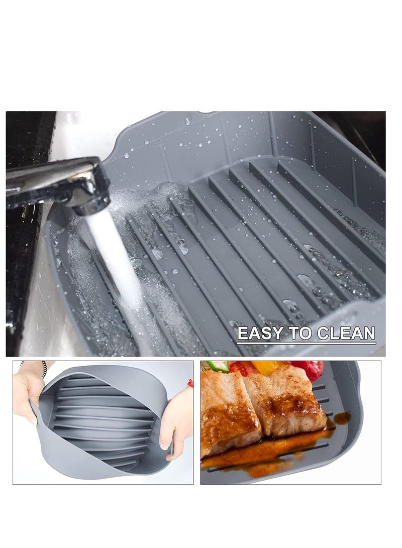 SYOSI Air Fryer Silicone Pot Mini Gloves Airfryer Oven Insert Bowl, Replacement of Parchment Paper Liners, Food Safe Reusable Basket, Non-Stick 8-inch  - Image 2