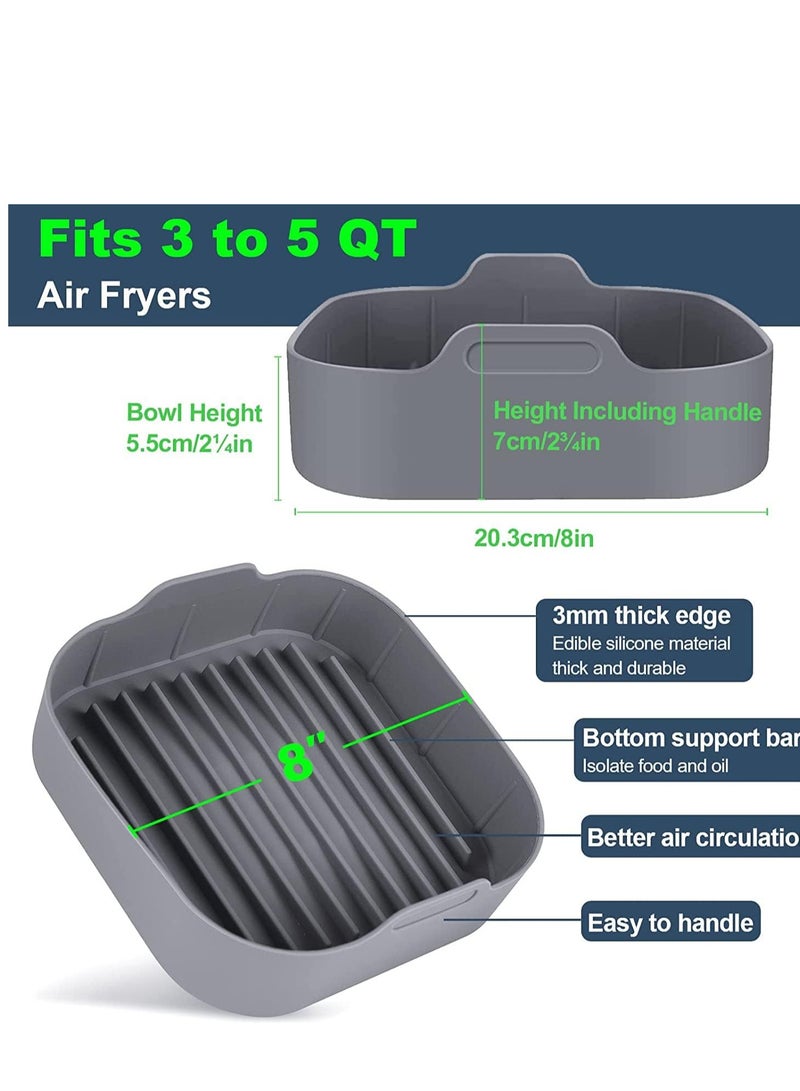 SYOSI Air Fryer Silicone Pot Mini Gloves Airfryer Oven Insert Bowl, Replacement of Parchment Paper Liners, Food Safe Reusable Basket, Non-Stick 8-inch  - Image 3