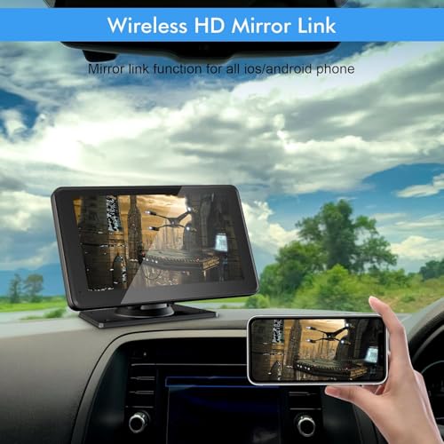 GNTM 7" HD Portable Wireless Carplay Screen for Car, Touch Double Din Car Stereo with Apple Car Play & Android Auto, GPS, Voice Control, Mirror Link, Bluetooth Hands-Free, Multimedia Player for Vehicles - Image 5