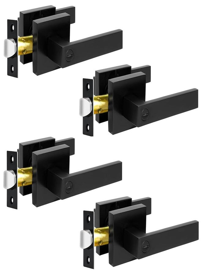 KAMOTA Privacy Door Levers, 4 Pack Matte Black Door Handles Bed and Bath Door Locks Interior Keyless Locksets, Left and Right Hand Reversible - Image 1