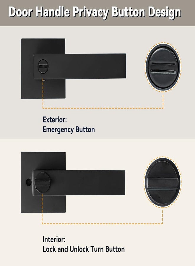 KAMOTA Privacy Door Levers, 4 Pack Matte Black Door Handles Bed and Bath Door Locks Interior Keyless Locksets, Left and Right Hand Reversible - Image 3