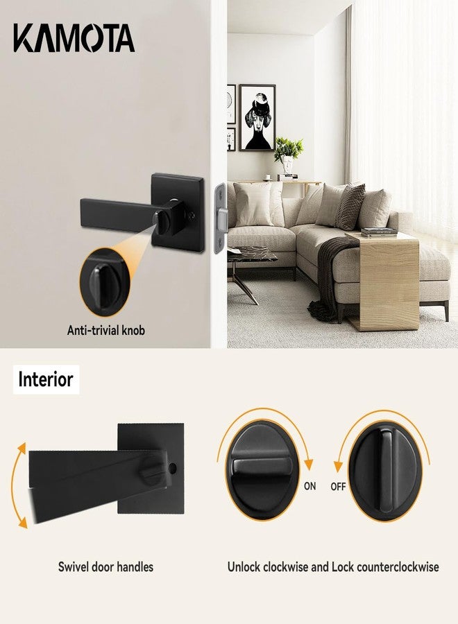 KAMOTA Privacy Door Levers, 4 Pack Matte Black Door Handles Bed and Bath Door Locks Interior Keyless Locksets, Left and Right Hand Reversible - Image 4