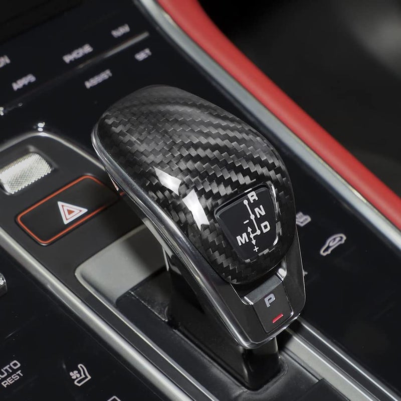 suupar Real Carbon Fibre Gear Shift Knob Trim Cover for Porsche Panamera 20172025 Porsche Panamera Accessories Black