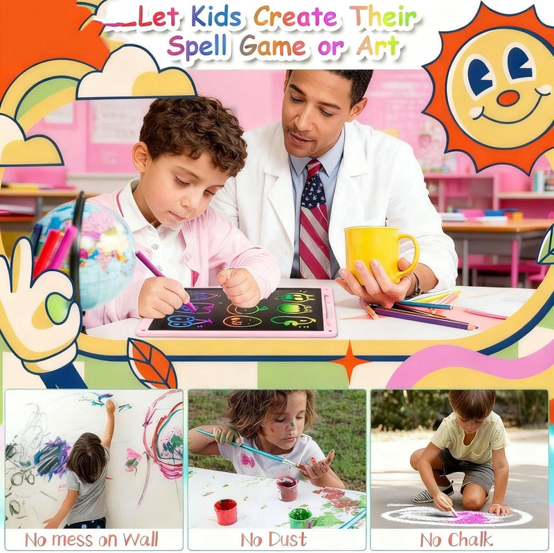 لوحة كتابة LCD بحجم 12 بوصة من GoodTool للأطفال - لوحة رسم إلكترونية باللون الوردي مع زر مسح واحد - Image 4