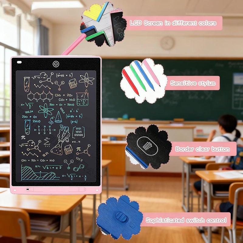لوحة كتابة LCD بحجم 12 بوصة من GoodTool للأطفال - لوحة رسم إلكترونية باللون الوردي مع زر مسح واحد - Image 3