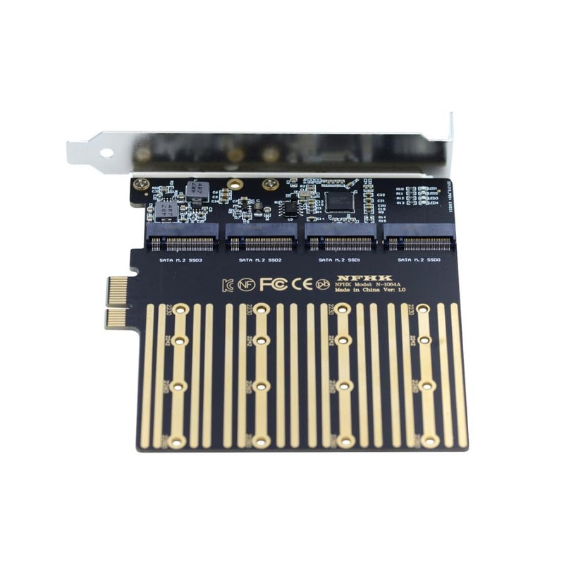 Chenyang M.2 SSD to PCI-E X1 Adapter 4 SATA SSD to PCIe 3.0/4.0 Expansion Card Adapter ASM1064 Chipset with 12cm PCI-E Bracket - Image 1