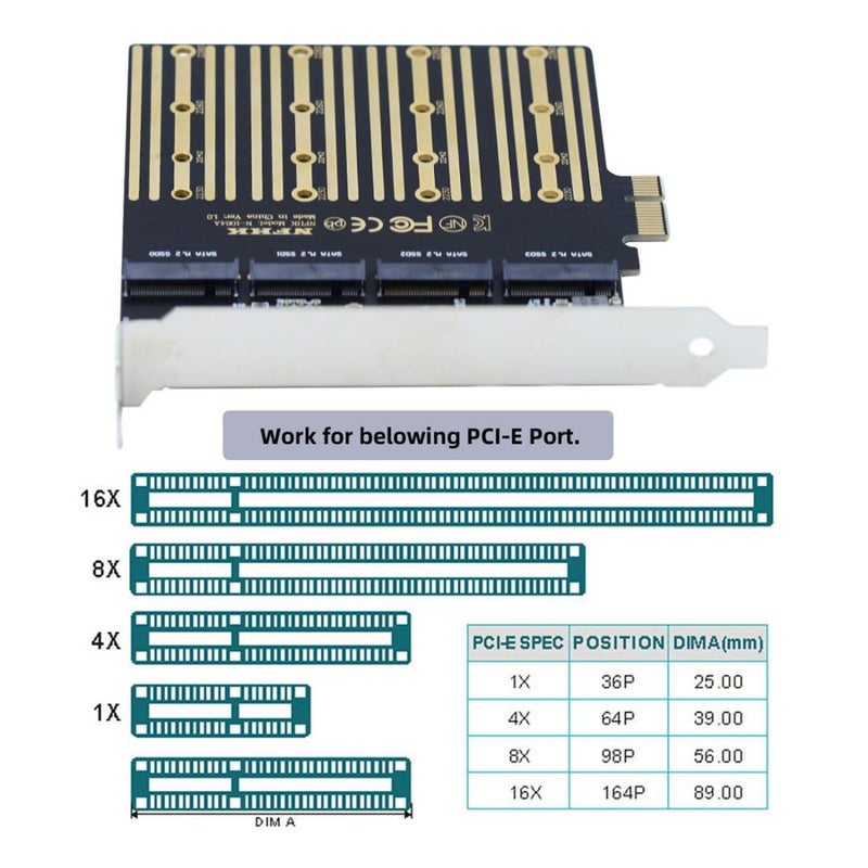 Chenyang M.2 SSD to PCI-E X1 Adapter 4 SATA SSD to PCIe 3.0/4.0 Expansion Card Adapter ASM1064 Chipset with 12cm PCI-E Bracket - Image 5